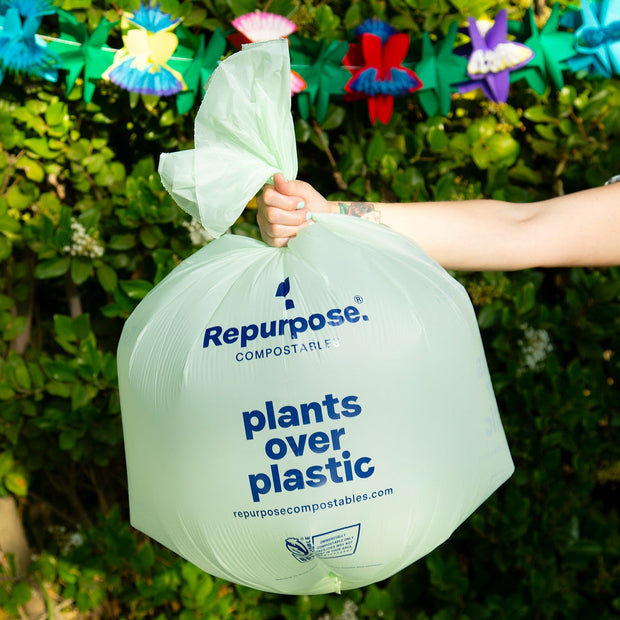 Repurpose Everyday Green Bundle is great for outdoor party cleanup with our Repurpose Tall Kitchen Bags (13 gal).